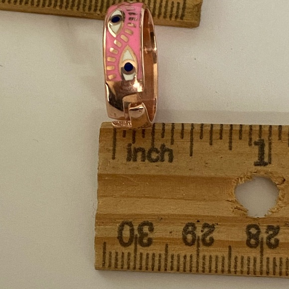 925 silver ring pink enamel evil eye - Picture 2 of 7